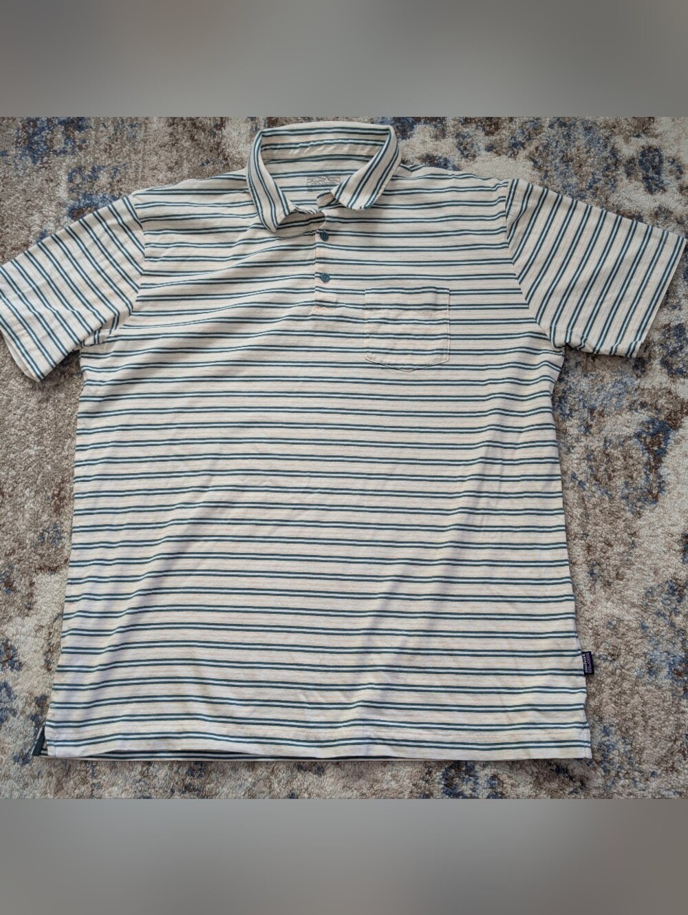 Patagonia Work Wear Striped Mens Polo Shirt